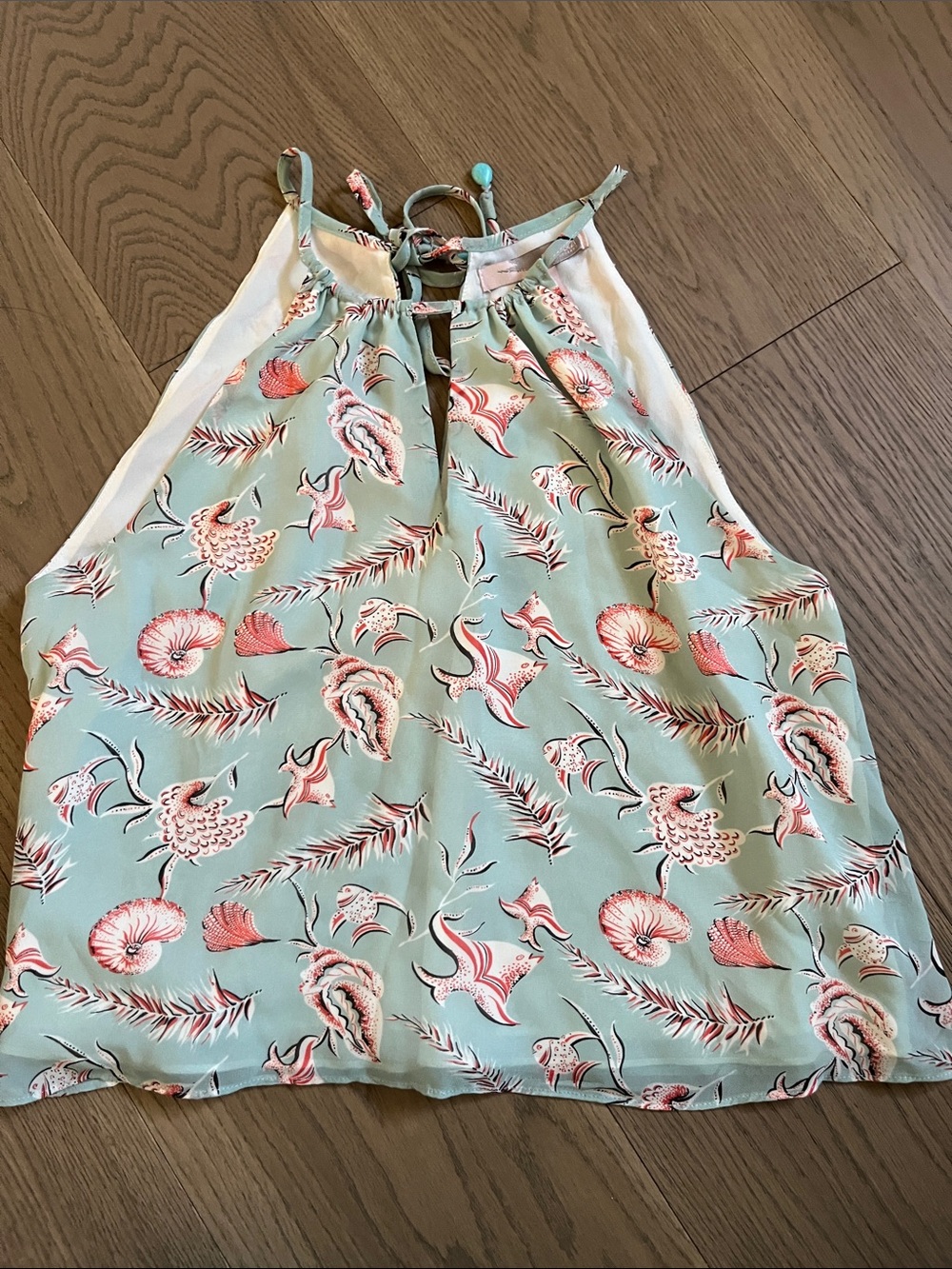 Forever 21 Seafoam Halter Floral Tie-Back Top